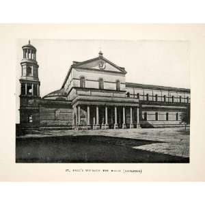  1906 Print St. Pauls Basilica Catholic Cathedral Vatican 