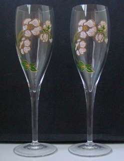 PERRIER JOUET CRYSTAL CHAMPAGNE Flute PAIR   Rare  