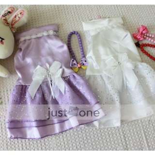 Dog Pet Wedding Dress Clothes Apparel Princess Purple L  