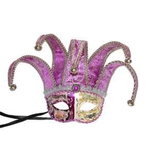  Masquerade Jester Paper mache Half Mask in Purple & White 