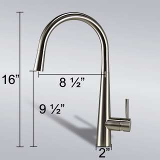 16 Pull Out Swivel Spout Kitchen Sink Faucet Brushed Nickel  
