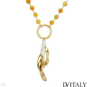 DV ITALY Gold Plated Silver 66 CTW Chalcedony Ladies Necklace. Length 