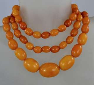 Antique Art Deco ~ Natural Butterscotch / Egg Yoke Amber Beads 