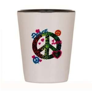  Shot Glass White and Black of Peace Love Rainbow Peace 