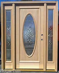 Full Oval Solid Wood Entry Door with Rect. Sidelights  