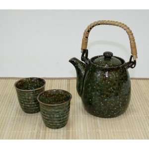  Japanese Green Teapot with Cups