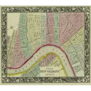  1860 Street Map of New Orleans by Samuel Augustus Mitchell 