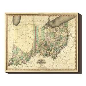  Canvas Wrapped Ohio and Indiana 1823 