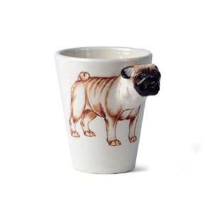  Fawn Pug Sculpted Ceramic Dog Coffee Mug