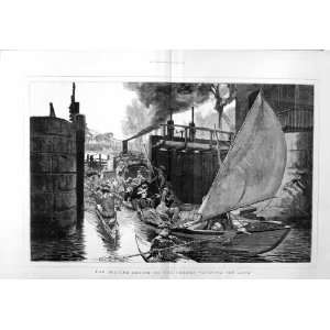  1877 Boating Season River Thames London Lock Fine Art 