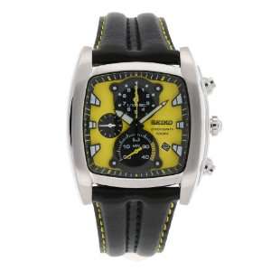   Seiko Mens SPC035 Chronograph Yellow Dial Leather Strap Watch Seiko