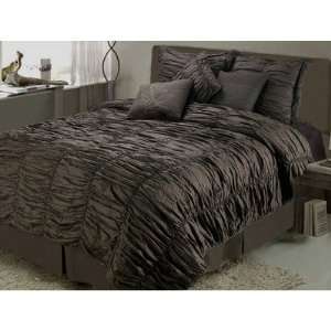  Ruched Cotton 7 PC Comforter Set in Brown