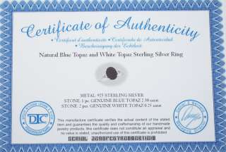30 ct natural blue topaz 925 silver ring certificate  