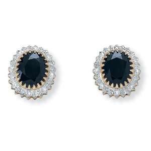   Midnight Blue Sapphire and Diamond Accent Pierced Earrings Jewelry