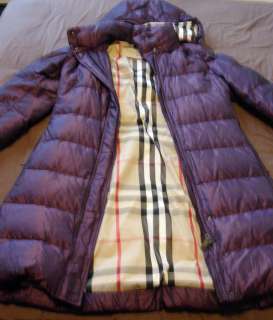 Womens Burberry Brit Purple Down Jacket size S MSRP $1200  