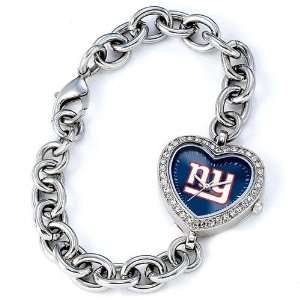   Giants NFL Silver Rhinestone Ladies Heart Watch