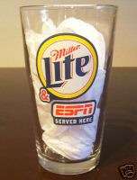 MILLER LITE & ESPN ONE PINT BEER GLASS BRAND NEW  