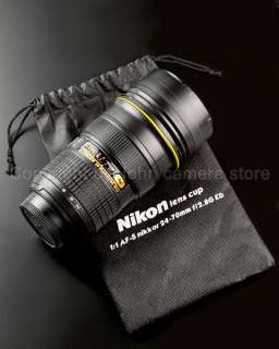   Nikon Lens AF S 24 70 mm f2.8 Thermos Travel Mug Cup. 1 x Carrying bag