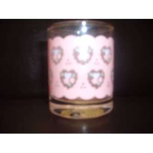  Glass Candle Cup with Pink & Blue Hearts 