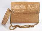 Gucci Alligator Vintage Handbag Evening Clutch with 2 straps Gold 