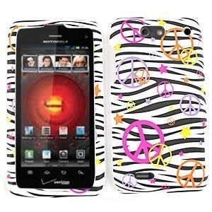 Droid 4 IV XT894 XT 894 Black and White Zebra with Colorful Peace Sign 