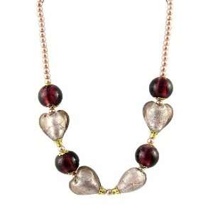  Necklace   N135   Murano Glass & Pearl ~ Purple Jewelry