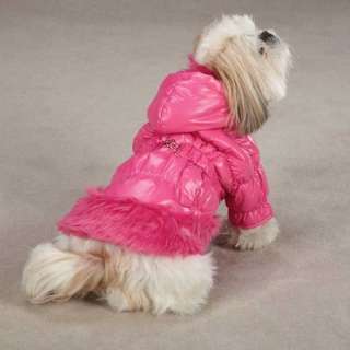 Dog UPTOWN PARKA Coat Faux Fur Winter Purple Pink Pet Pup Clothes XXS 