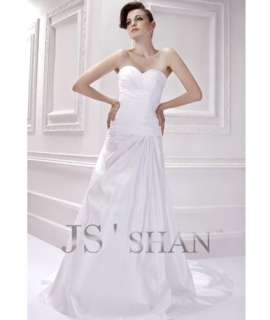 Jsshan Classics Ruching Satin Strapless Train Bridal Gown Wedding 