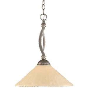   One Light Downlight Pendant with Antique Ivory Glass in Brushed Nickel