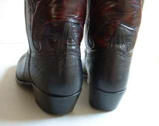 Womens Cowboy Boots Lucchese Black Lizard w/Black Cherry Shafts 7 B 