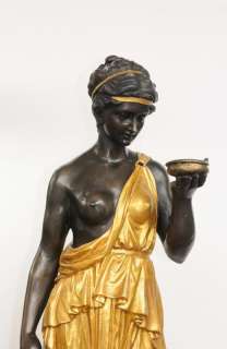 ft French Bronze Maiden Statue Signed Figurine  