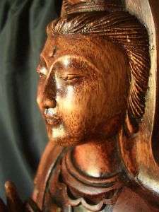 20 Hand Carved Wooden Quan Yin Goddess of Mercy Statue  