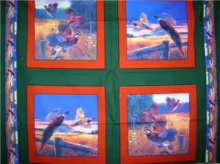New Pheasants Birds Hunting Fabric Panel Wall Quilt  