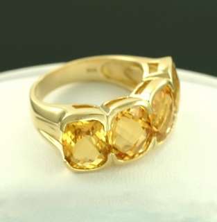 14K Gold Yellow Criss Cross Cut Citrine 7.90 CTW Cocktail Bold Ring 
