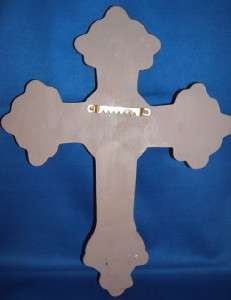 Decorative Resin Cross Wall Hanging Gold Toned  