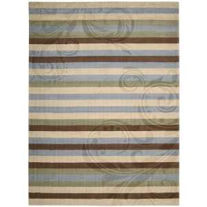   Blue/Brown Stripe 8 Feet by 11 Feet 100 Percent Wool Room Size Rug