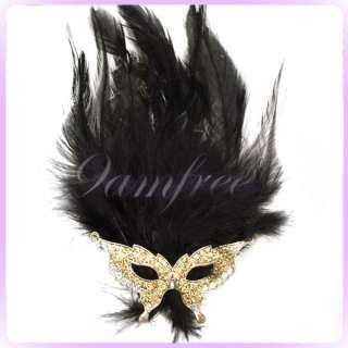   Masquerade Mask Charm Feather Hair Clip Hat Brooch Pin  