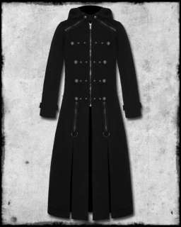 TRIPP GOTH STEAMPUNK MILITARY HOODED TRENCH COAT JACKET  