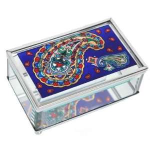  Navy Paisley Art Glass Box from Amia