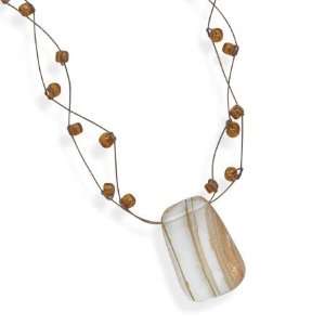  16+2Extension Double Strand Necklace with Rutilated 