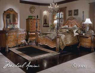 Antiqued Amaretto 6 pc Rococo King Bedroom Set  