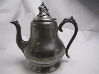 Antique/Vintage White Metal Hinge Top Tea Pot  