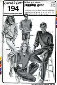 Stretch & Sew 194 Mens & Ladies Jogging Suits Pattern Uncut  
