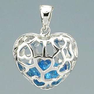 925 Silver 12 Month Birthstone Heart Pendant/Necklace  