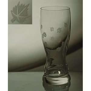  Grehom Crystal Pilsner Glass   Maple Leaf (Set of 2); Hand 