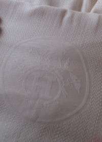   Large Ivory Blush Double Ply Cashmere Logo Crest Fringed Shawl  