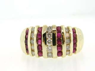   Natural Ruby & Genuine Diamond Solid 14K Gold Ring Band  