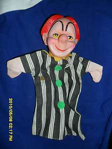 EARLY 1970S CLOWN HAND PUPPET BOZO RUBBER HEAD CLOTH BODY  
