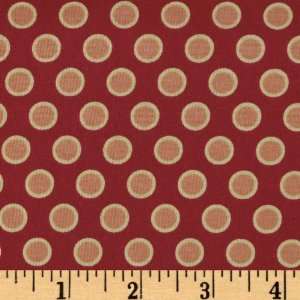 44 Wide Doll Babies Circles Peach/Red Fabric By The Yard 