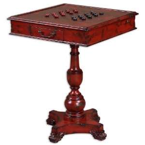   Clymer Game Table Distressed, Warm Red w/ Mahogany Wood Undertones
